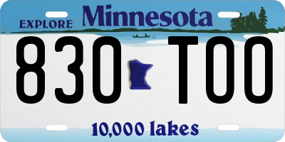 MN license plate 830TOO