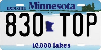 MN license plate 830TOP