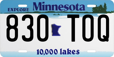 MN license plate 830TOQ