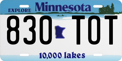 MN license plate 830TOT