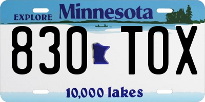 MN license plate 830TOX