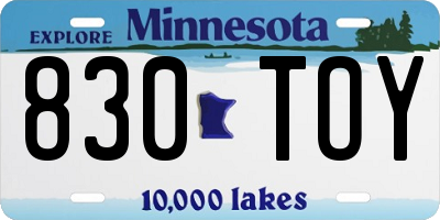 MN license plate 830TOY