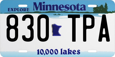MN license plate 830TPA
