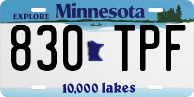 MN license plate 830TPF