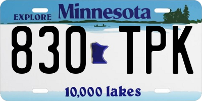 MN license plate 830TPK