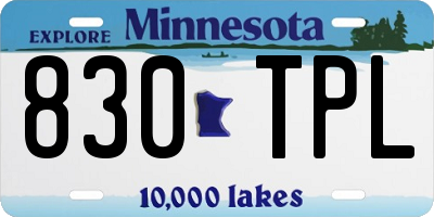 MN license plate 830TPL