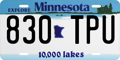 MN license plate 830TPU