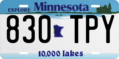 MN license plate 830TPY