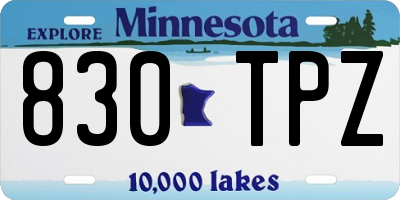 MN license plate 830TPZ