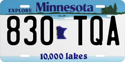 MN license plate 830TQA