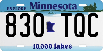 MN license plate 830TQC