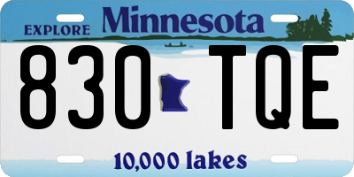 MN license plate 830TQE