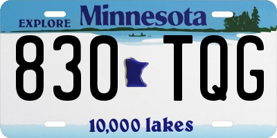 MN license plate 830TQG