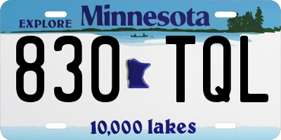 MN license plate 830TQL