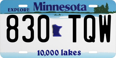 MN license plate 830TQW