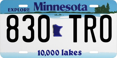 MN license plate 830TRO