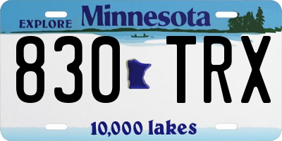 MN license plate 830TRX