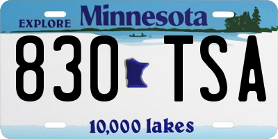 MN license plate 830TSA