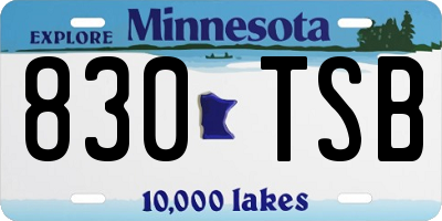 MN license plate 830TSB
