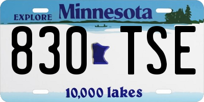 MN license plate 830TSE