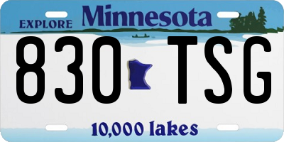 MN license plate 830TSG