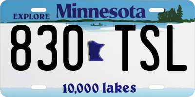 MN license plate 830TSL