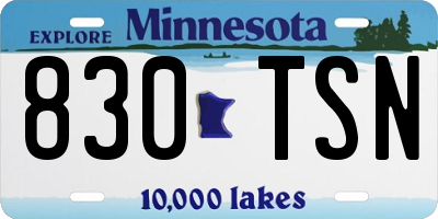 MN license plate 830TSN