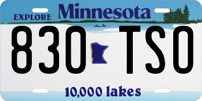 MN license plate 830TSO