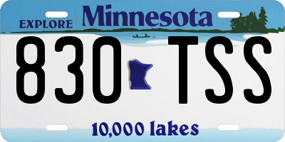 MN license plate 830TSS
