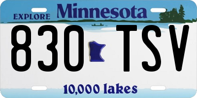 MN license plate 830TSV