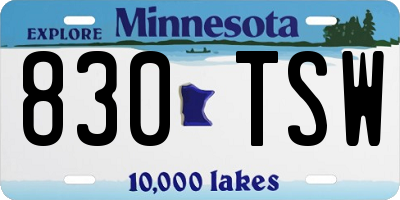 MN license plate 830TSW