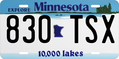 MN license plate 830TSX