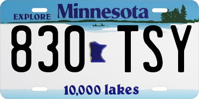 MN license plate 830TSY