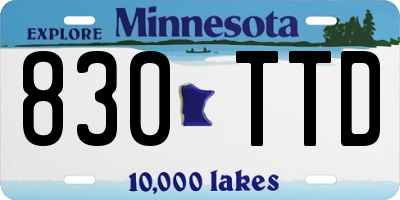 MN license plate 830TTD