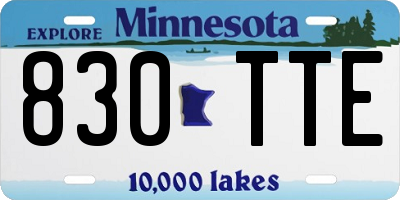 MN license plate 830TTE