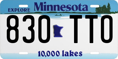 MN license plate 830TTO