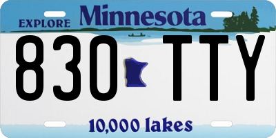 MN license plate 830TTY