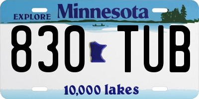 MN license plate 830TUB