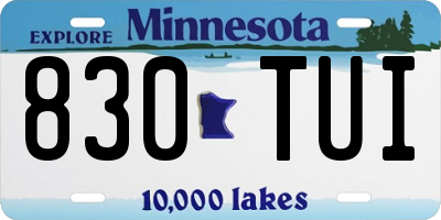 MN license plate 830TUI