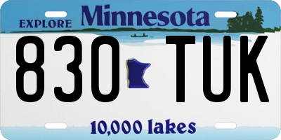 MN license plate 830TUK