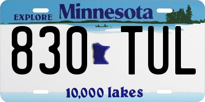 MN license plate 830TUL