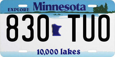 MN license plate 830TUO