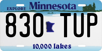 MN license plate 830TUP
