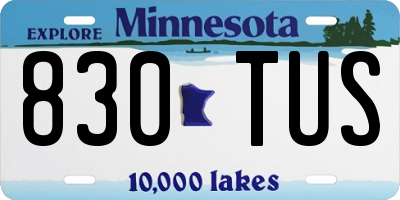MN license plate 830TUS