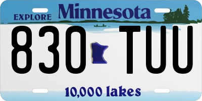 MN license plate 830TUU