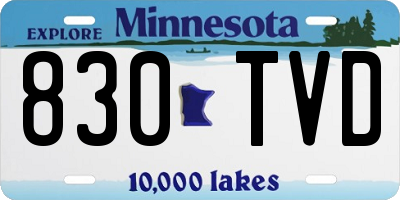 MN license plate 830TVD