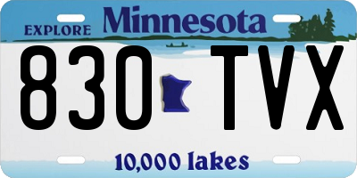 MN license plate 830TVX