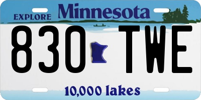 MN license plate 830TWE