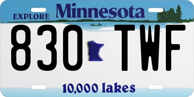 MN license plate 830TWF