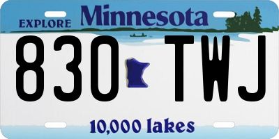 MN license plate 830TWJ
